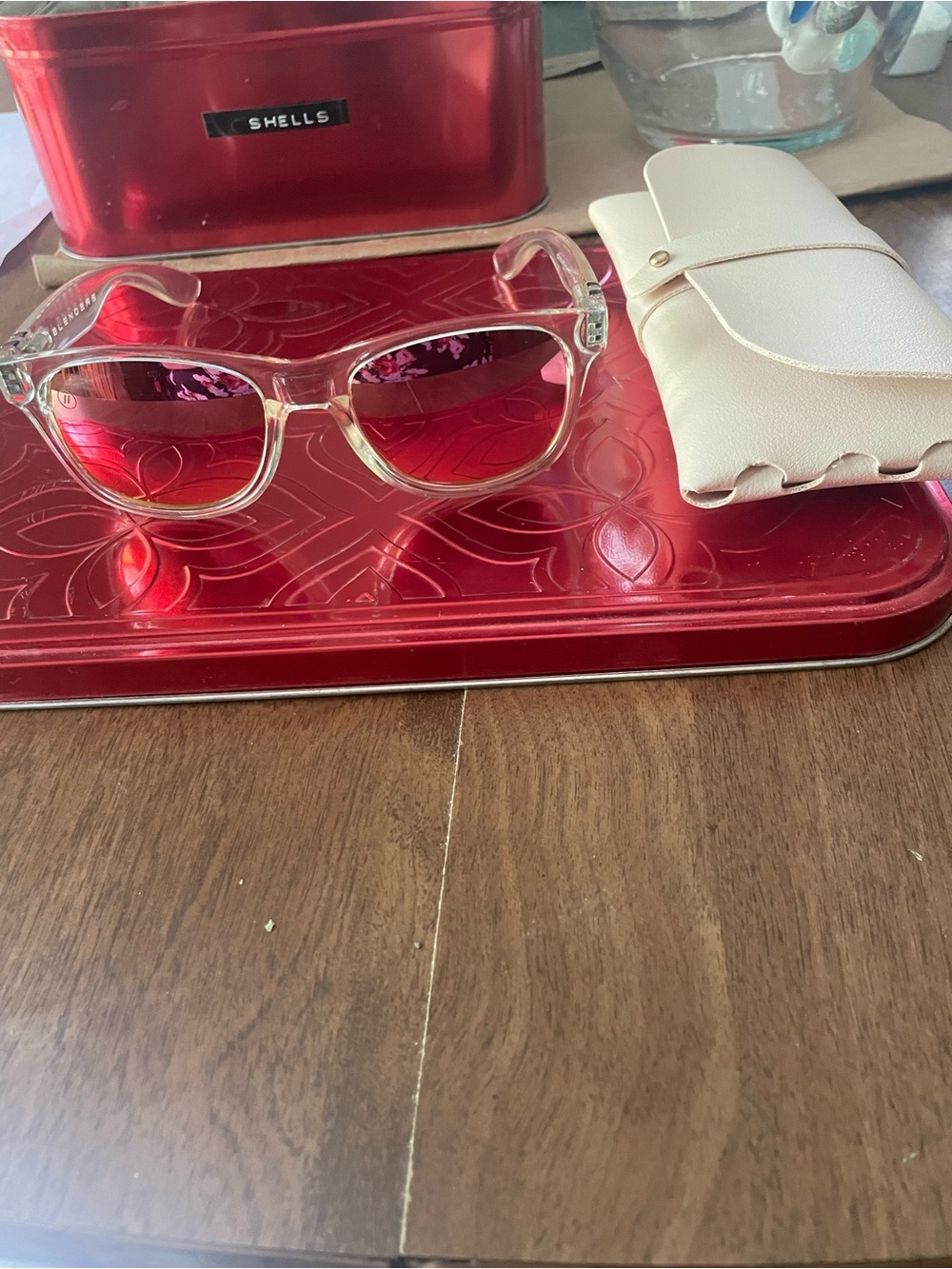 PALACE Clear Frame Sunglasses with Pink Gradient Lenses